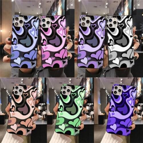 Colorful Purple Heart Swirl Pattern Phone Case For iphone 12 11 Pro Max Mini XS Max 8 7 6 6S Plus X 5S SE 2020 XR cover