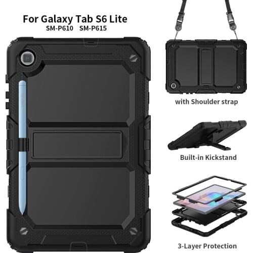 Case for Samsung Tab S6 Lite 10.4 2020 Funda Pencil Holder Funda for Tab P610 P615 Built-in with Kickstand Shoulder Strap Cover