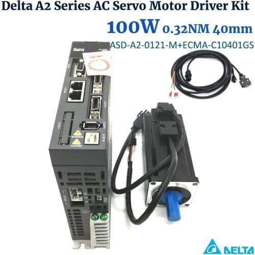 Delta A2 100W ASD-A2-0121-M ECMA-C10401GS AC Servo Motor Drive Kit Canopen 0.1KW 0.32NM 3000rpm 40MM with 3m Cable New in box