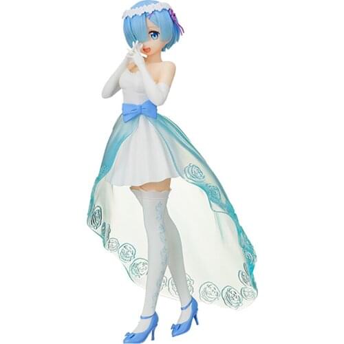 Pre-Sale Re:life In A Different World From Zero Anime Rem Action Figures Bride Dress Model Hand-Made 22 Cm Collectible Toy Gifts