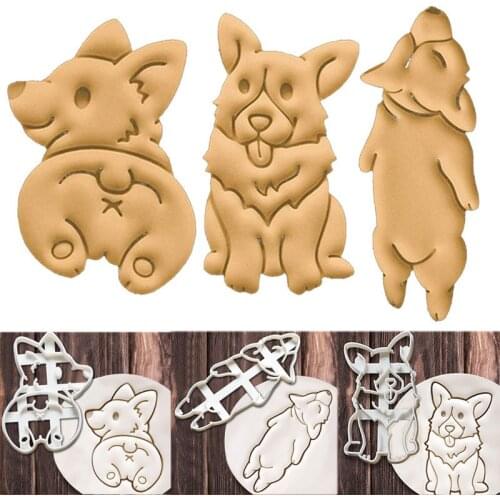 3 Type Cute Corgi Dog Shaped Cookie Cutters Mold Cookie Mold Kitchenware Bakeware DIY Tool Cake Decorating Tools
