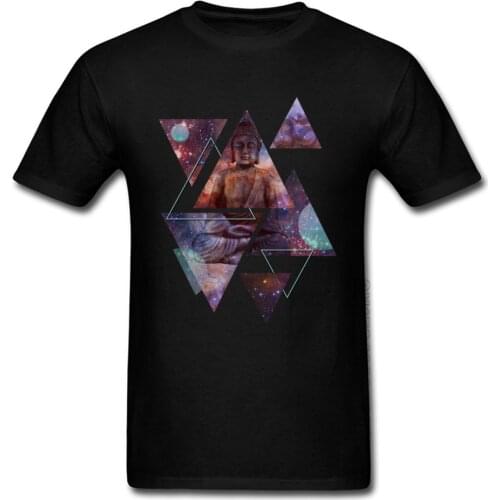 Galaxy Levitation Buddha Graphic Men Top T-shirts O Neck Short Sleeve Cotton Fabric Male Adult Tops & Tees Street Tee Shirt