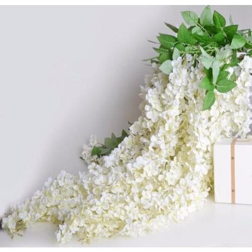 55 to 145 CM Long White Theme Artificial Silk Flower Vine Hydrangea Wisteria Rattan Encryption Design For Home Hanging Ornament