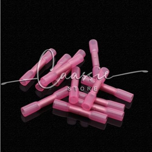 BHT1.25 RED Insulated Heat Shrink Butt Wire Electrical Crimp Terminal Connector for 18-22AWG, 0.5-1.5mm2 wires Joints