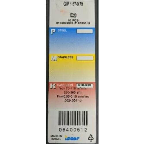10 PCS CARBIDE INSERT GIP 1.57-0.79 IC20