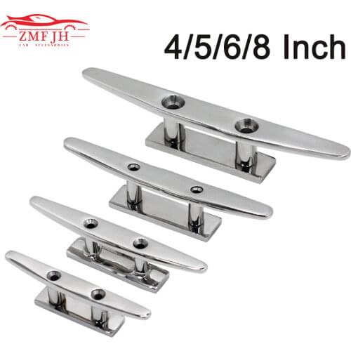 4" 5" 6" 8" 316 Stainless Steel Polished Combo Mooring Cleat 2 Hole Hardware Boat Cleats For Marine Boat Deck Rope Tie Yacht