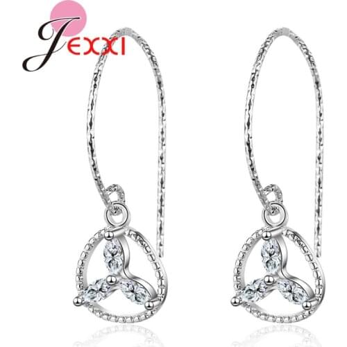 Korean 925 Sterling Silver Lucky Dangle Earrings For Women Sweet Cubic Zircon Long Earrings Female Jewelry Oorbellen Pendientes