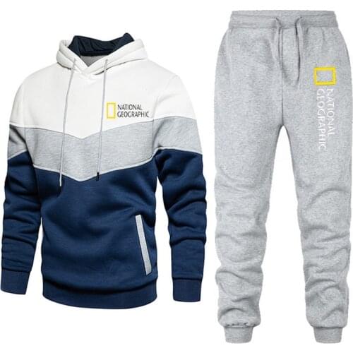 2 Piece Set Patchwork Sport Men Tracksuit Jogging Suit Outfit Streetwear 2021 Casual Tracksuit Men Sets Hooded Autumn Pullover
