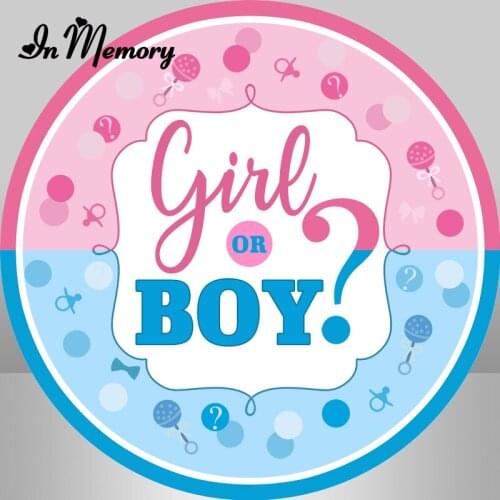 Round Gender Reveal Backdrops Pink Blue Clouds Boy Or Girl Baby Shower Circle Photography Background Photo Studio Customized