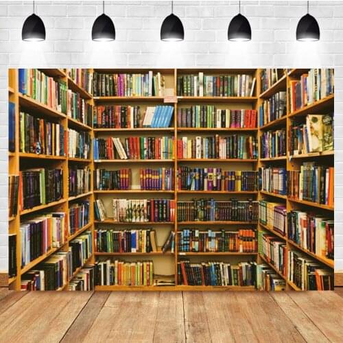 Laeacco Backdrops For Photography Old Wooden Bookshelf For Books Library Study Home Decor Photo Backgrounds Photo Studio