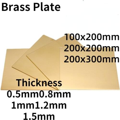 H62 Brass Sheet Thickness 0.5/0.8/1/2x200x200mm Brass Plate Laser Cutting CNC Frame Model Mould DIY Contruction Brass Pad