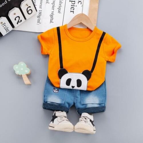 2021 Summer Childrens Clothes Toddler Casual Cartoon T-Shirt+Denim Shorts 2 pieces/Sets Clothing Baby Boys/Girls Kids Tracksuit