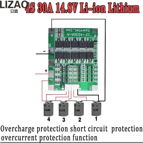 WAVGAT 4S 30A 14.8V Li-ion Lithium 18650 Battery BMS Packs PCB Protection Board Balance Integrated Circuits