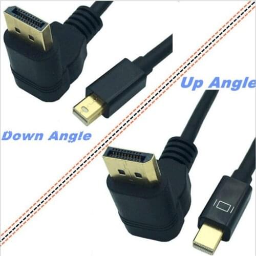 Mini DisplayPort 90 degree Up & Down & Left & Right Angle Male to DisplayPort Male Video Cable Adapter 0.3M