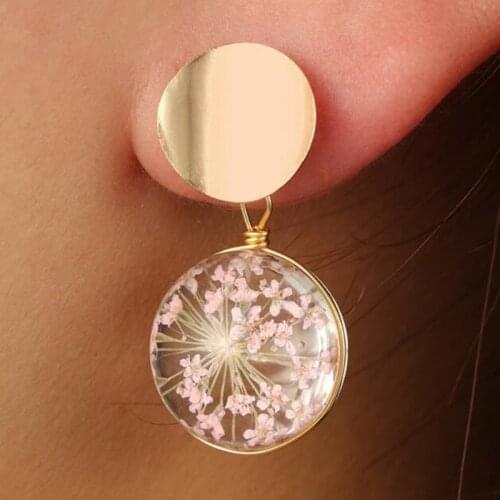 Fashion New Glass Ball Star Stud Earrings Korean Temperament Wild Sequin Petal Earring Earring Girlfriend Gift