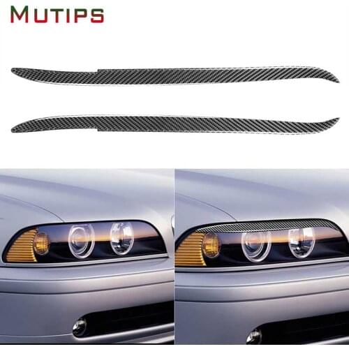 Mutips Carbon Fiber Headlight Eyebrow Eyelids Trim Exterior Mouldings Decoration for BMW E39 1997 1998 1999 2000 2001 2002 2003