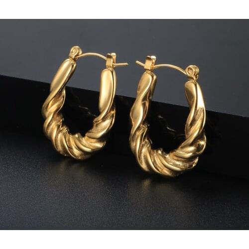 ZMFashion Twisted Wire Twist Earrings Women Men Geometric Stainless Steel Gold Hip Hop Gothic Earrings 2021 Trend Jewelry Gift