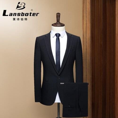 Men Suit Jacket + Pants Business Uniform Office Suits Wedding Groom Tuexdo Slim Fit Single Button Casual Formal Suit Men FS-181