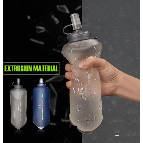 TPU Soft Folding Water Bottles Collapsible Hydration Bag(17 oz.) 500ml Water Storage Bags for Outdoor Cycling Climbing Workout