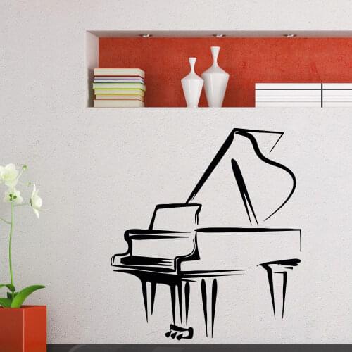Piano Wall Decal Music Grand Piano Wall Sticker Music Bar Decoration Home Girls Room Decor Music Style Wall Art Sticker AY752