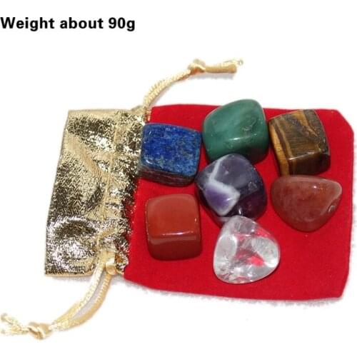 7 Chakra Natural Crystal Healing Tumbled Stone With Carry Pouch