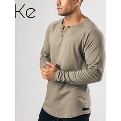 KE New Fitness Sports Long Sleeve T-shirt Mens Autumn Leisure Long Sleeve Slim Model Foreign gym t-shirt