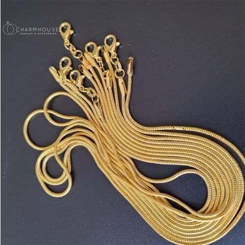 Yellow Gold GP Necklaces For Man & Women 2mm 16-30 inch Snake Chain Necklace Pendant Collier Choker Trendy Jewelry Accesories