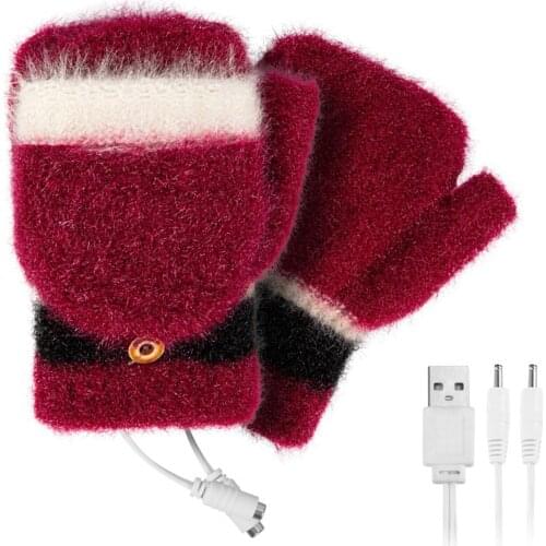 Women Men Electric 5V Usb Heated Gloves Washable Knitted Heating Half-finger Gloves For Office School Working Sports