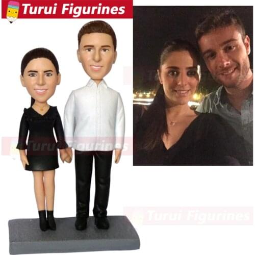 Personal Sculpture anime couple figurines bobblehead personalized two people photos to figurines bobble head customized dolls
