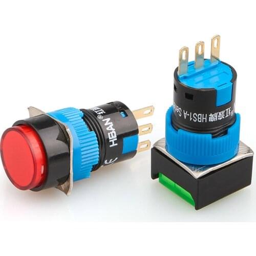 5 Pieces 16mm Plastic Momentary and Latching 1NO1NC Round Head Electric Switch