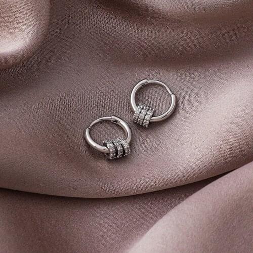 Origin Summer Exquisite Small Circle Cubic Zircon Hoop earrings for Women Vintage Silver Color Party Gifts earrings Jewelry