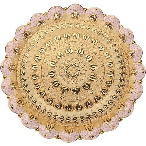 Luxury Silver/Gold Charger Plate Metal Tray 35 CM/ 13.8" Round Nut Plates/ Sweet/ Cake For Home Christmas Party Decoration
