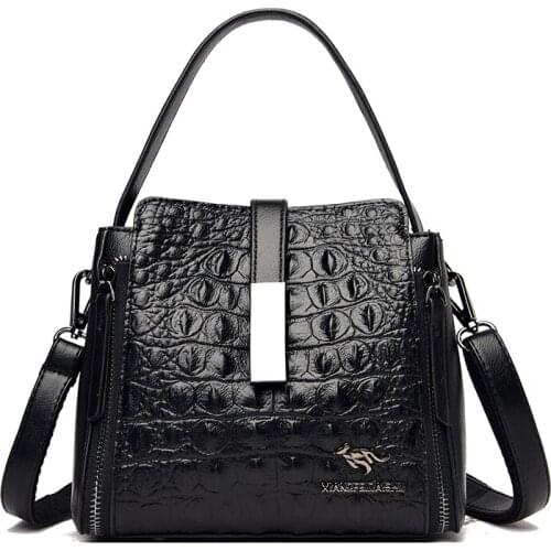 Luxury Crocodile Pattern Women Handbag High Quality Soft Leather Female Shoulder Bag Fashion Casual Lady Flap Casual Tote Bag