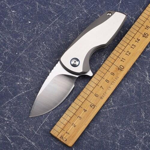 14C28N Steel Sheet TC4 Titanium Alloy Handle Mini High Hardness Sharp Outdoor Camping Folding Portable EDC Tool Knife