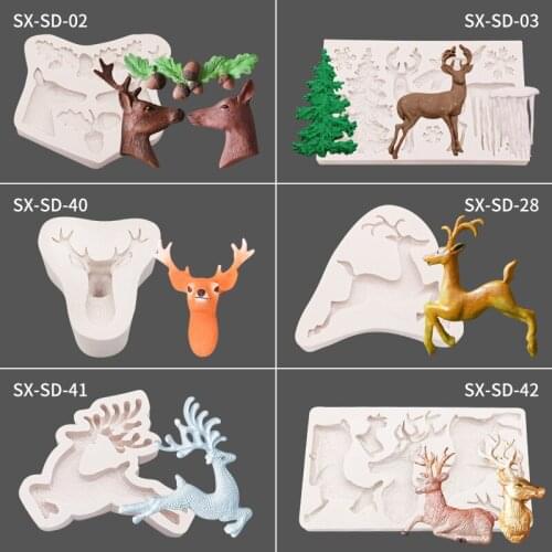 Elk fondant silicone mold Christmas cake mold chocolate decoration mold DIY baking utensils molds silicone