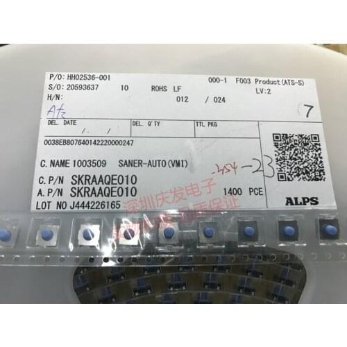 SKRAAQE010 ALPS blue rubber button switch touch switch 6.2mm square new original