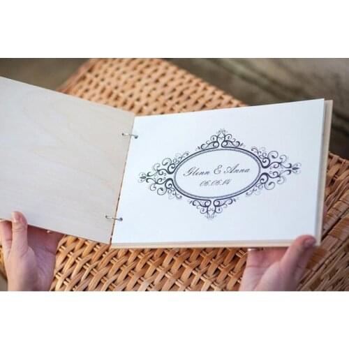 Calligraphy Wedding Guest Book Personalized White Guest Book Photo Album Bridal Shower Gift Wood Guest Book Ideas