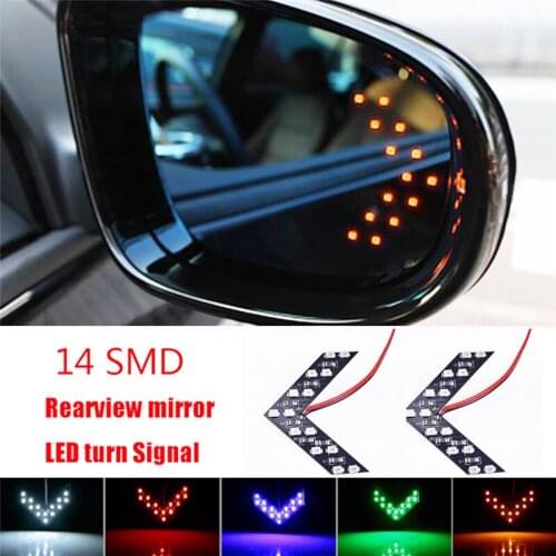 2pcs 14 SMD Arrow Panel LED Turning Light for Car Auto Rear View Mirror Indicator Turn Signal Lamp 12V DC Car Lights Accessories
