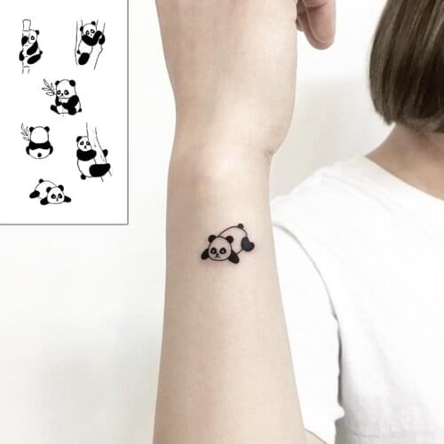Tattoo Sticker Body Art Black White Drawing Little Element lovely panda animal Water Transfer Temporary Fake tatto flash tatoo