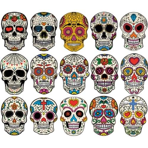 West Skulls Set Thermal Transfer Street Hiphop Patches Washable Diy T-Shirt Jeans Decoration Heat Transfer Iron On Transfers