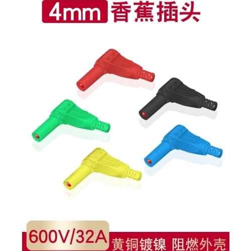 Universal Meter Lead Diy90 Degree Right Angle Assembly 4mm Banana Plug with Sheath Copper Nickel Welding Connection