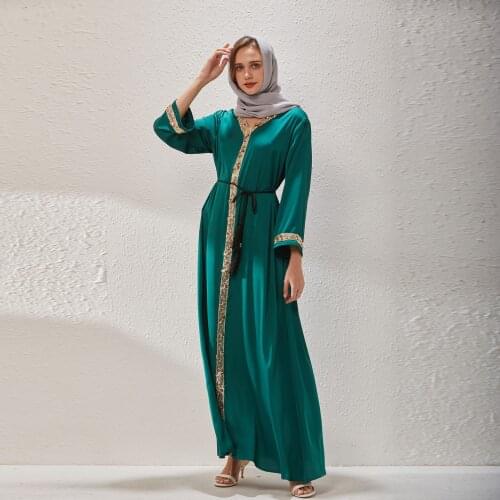 Abaya Dubai Fashion Islam Muslim Dress Kaftan Sequined Caftan Dresses Women Djellaba Robe Longue Vetement Musulmane Femme Wy114