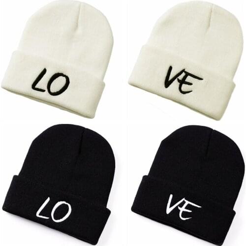 2pcs LOVE Matching Winter Hats for Lover Women Men Beanies Knitted Hat Sister Beanie Warmer Close Friend Casual Cap Couple Hats
