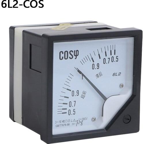 1Pcs 6L2 AC Analog COS Power Factor Meter 5A 6L2-COS Panel meter AC100V 220V 380V Electric Power Factor Meters