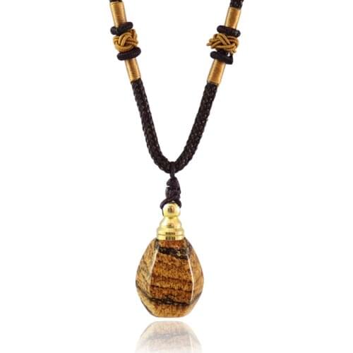 1PC Natural Picture Stone Necklace Cremation Pendant Memorial Jewelry Keepsake Locket Jewelry For Ashes Hair