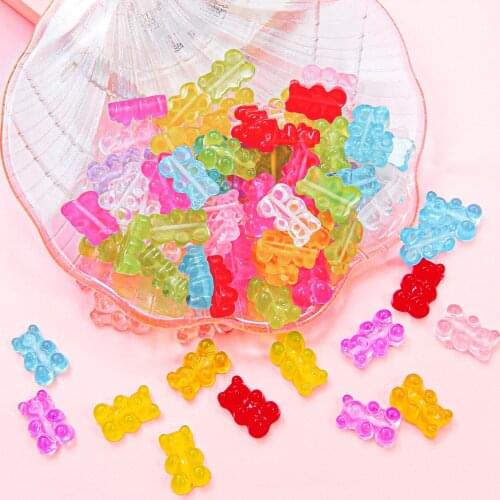 10Pcs 17*11MM Glittering Sweet Gummy bear Gradient Color Flatback Resin Cabochons Charms For Headwear Accessories
