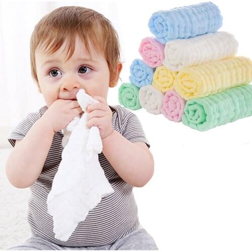 10pcs/Lot Muslin 6 Layers Cotton Soft Baby Towels Kids Face Handkerchief Bathing Feeding Washcloth Wipe Burp Cloths