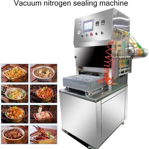2020 Fully Automatic Controlled Atmosphere Locking Fresh Lunch Box Sealing Machine Foot-operated Vacuum Pumping and Nitrogen Fil