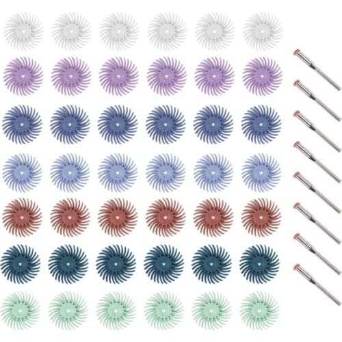 50Pcs 1 Inch Radial Bristle Disc Kit Abrasive Brush 3mm Shank Detail Polishing Wheel for Rotary Tool Accessories