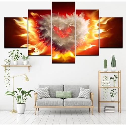 Diamond Painting Heart Fire 5Pcs Cross Stitch Wedding Decoration Diy Diamond Embroidery Landscape Full square round mosaicZP-128
